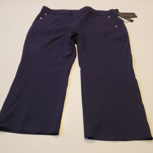 NEW 18 BRIGGS hidden elastic NAUTICAL navy blue COMFORT WAIST TROUSER PANTS NWT - Picture 1 of 7